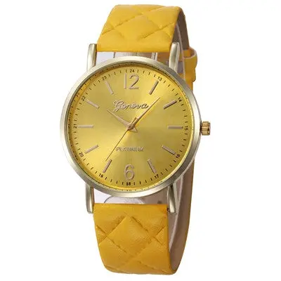 Women Dress Watches Casual Geneva Clock Roman Pu Leather Band Analog Quartz Wrist Watch Relogio 12