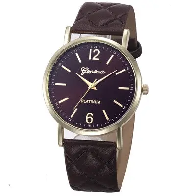 Women Dress Watches Casual Geneva Clock Roman Pu Leather Band Analog Quartz Wrist Watch Relogio 3