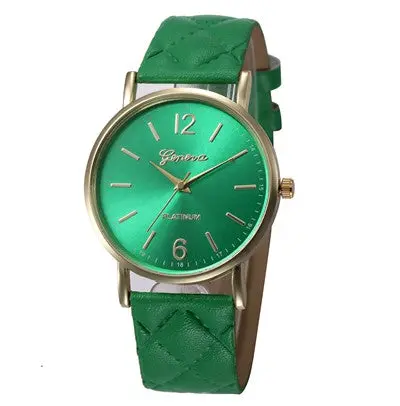 Women Dress Watches Casual Geneva Clock Roman Pu Leather Band Analog Quartz Wrist Watch Relogio 4