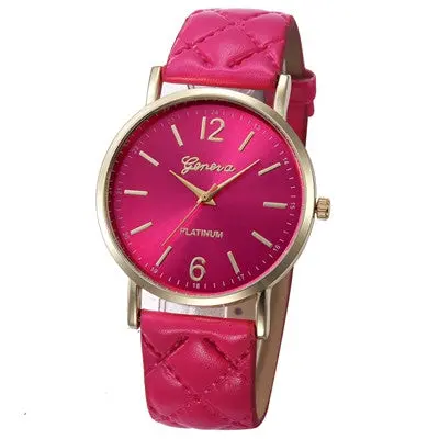 Women Dress Watches Casual Geneva Clock Roman Pu Leather Band Analog Quartz Wrist Watch Relogio 5