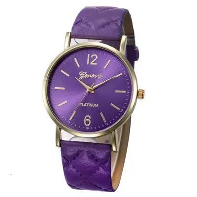 Women Dress Watches Casual Geneva Clock Roman Pu Leather Band Analog Quartz Wrist Watch Relogio 8