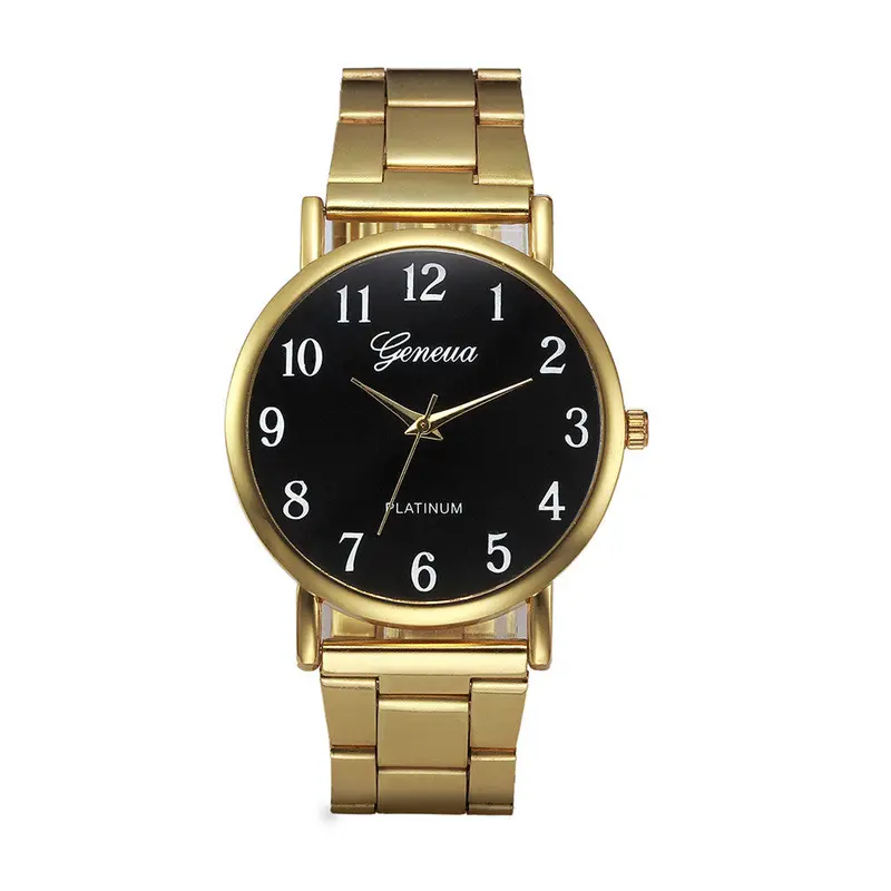 Women Dress Watches Geneva Relogio Feminino Gold Clock Stainless Steel Band Analog Quartz Wrist Watch 2