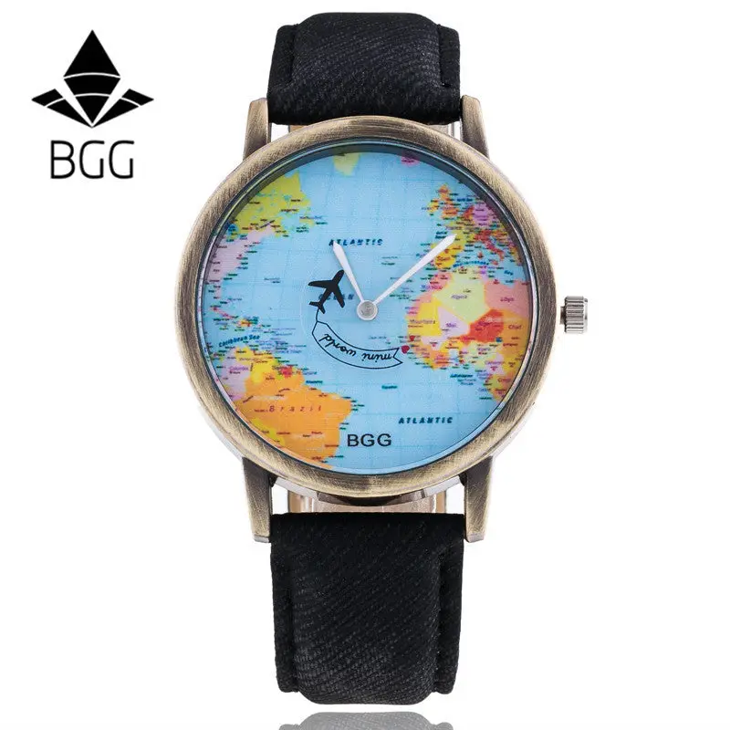 Women Dress Watches Hour Clock Men Casual Watch Retro Men Women Watch World Map Design Analog Quartz Watch Feida 1