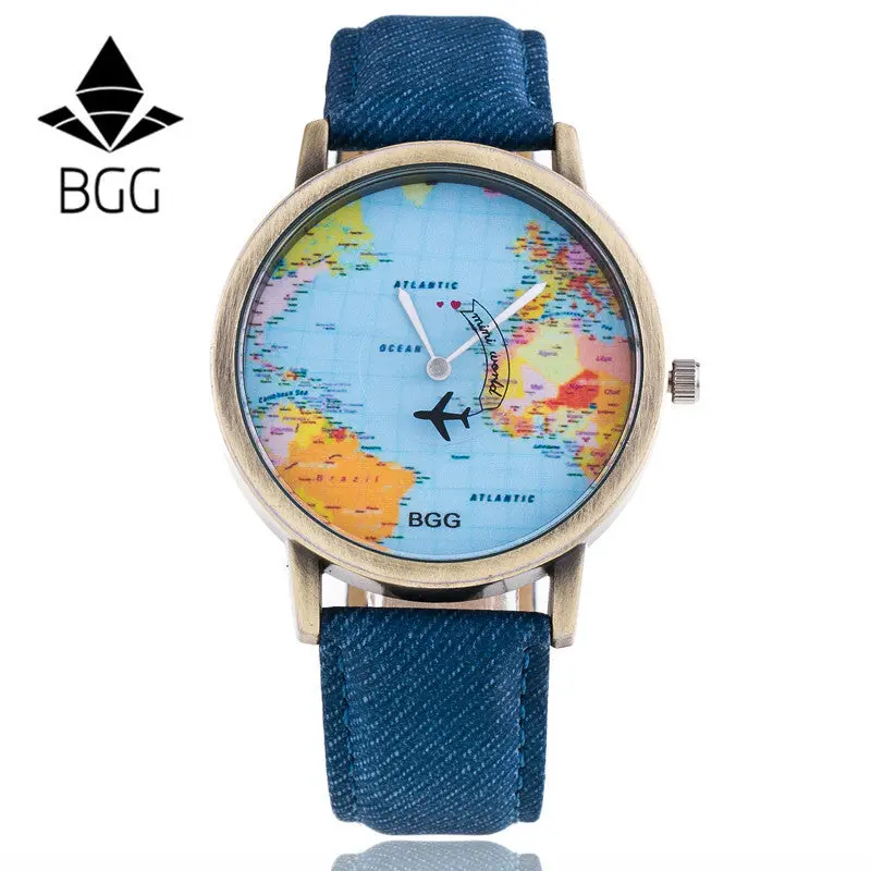 Women Dress Watches Hour Clock Men Casual Watch Retro Men Women Watch World Map Design Analog Quartz Watch Feida 2