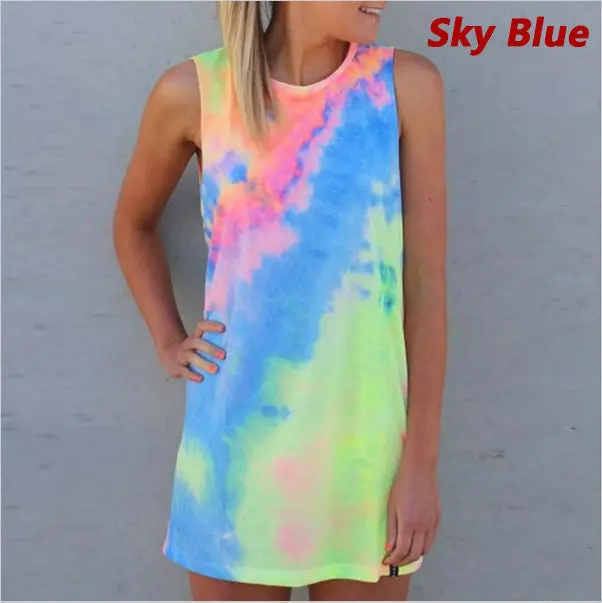 Women Dresses Casual Sleeveless Straight A-Line Party Dress Plus Size Print Colorful Mini Vestidos J3151 1