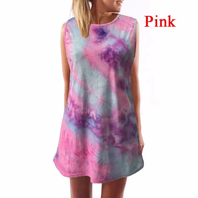 Women Dresses Casual Sleeveless Straight A-Line Party Dress Plus Size Print Colorful Mini Vestidos J3151 4