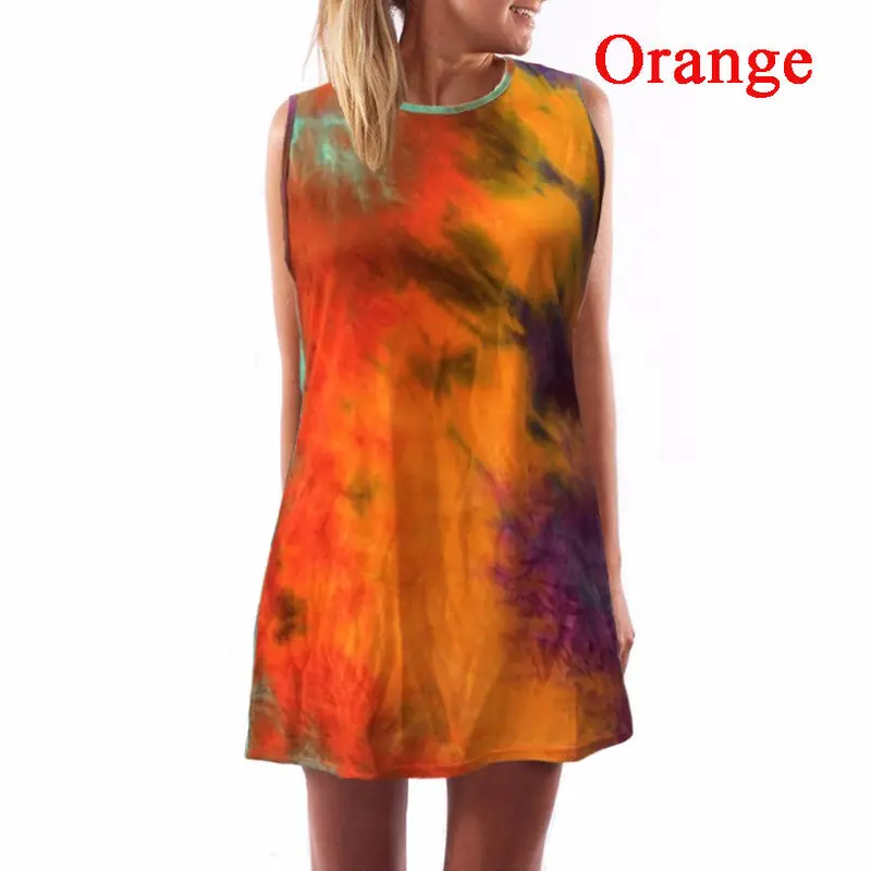 Women Dresses Casual Sleeveless Straight A-Line Party Dress Plus Size Print Colorful Mini Vestidos J3151 5