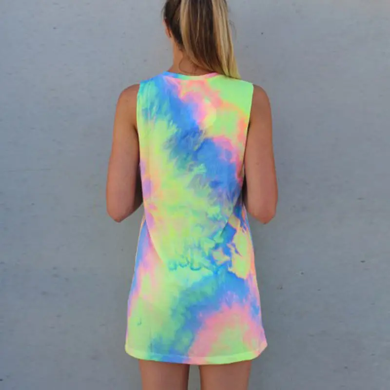 Women Dresses Casual Sleeveless Straight A-Line Party Dress Plus Size Print Colorful Mini Vestidos J3151 6