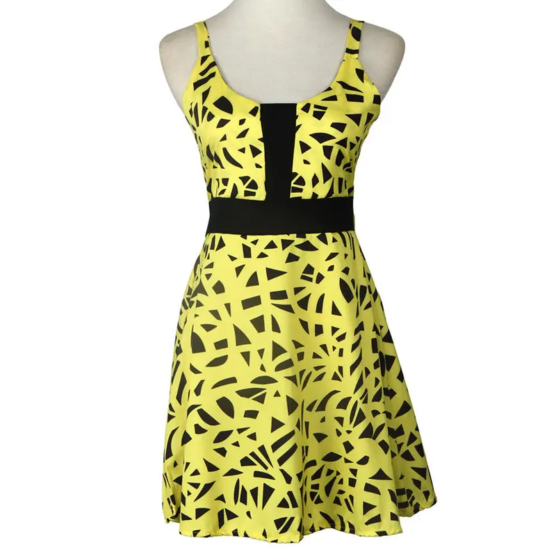 Women Elegant Party Dress Wear To Work Ol Dresses Stretch Slim Bodycon Dress Sexy Sleeveless Printed Sling Vestidos 2