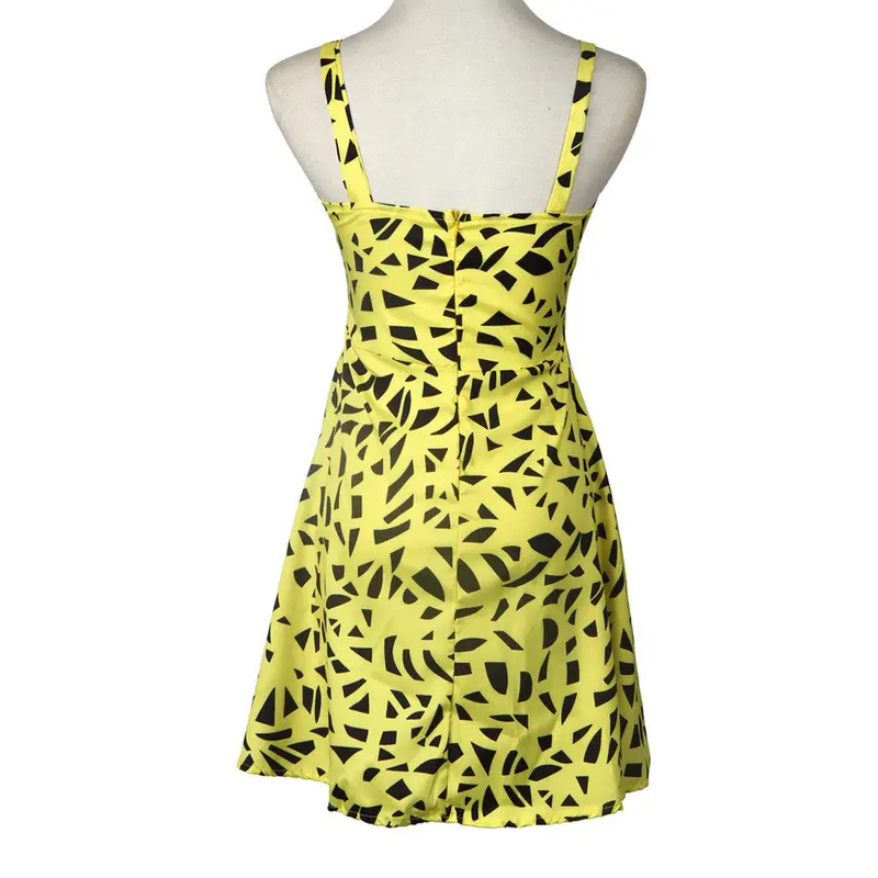 Women Elegant Party Dress Wear To Work Ol Dresses Stretch Slim Bodycon Dress Sexy Sleeveless Printed Sling Vestidos 4