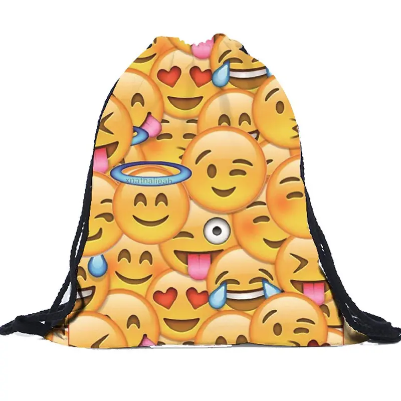 Women Emoji Backpacks 3D Printing School Bags Drawstring Backpack For Teenager Girls Casual Backpack Mochila Feminina 1