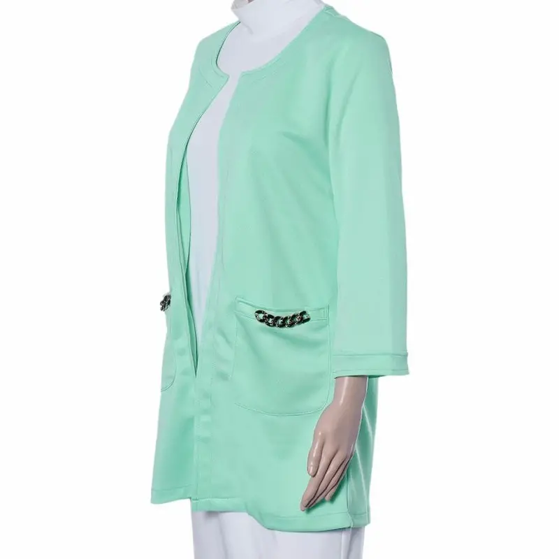 Women Fashion Warmer Pocket Jacket Outwear Parka Collarless Solid Cardigan Long Coat Overcoat Plus Size 1