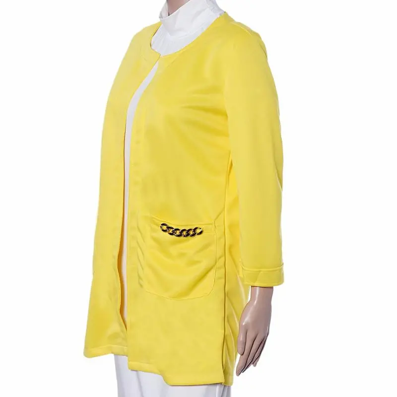 Women Fashion Warmer Pocket Jacket Outwear Parka Collarless Solid Cardigan Long Coat Overcoat Plus Size 9