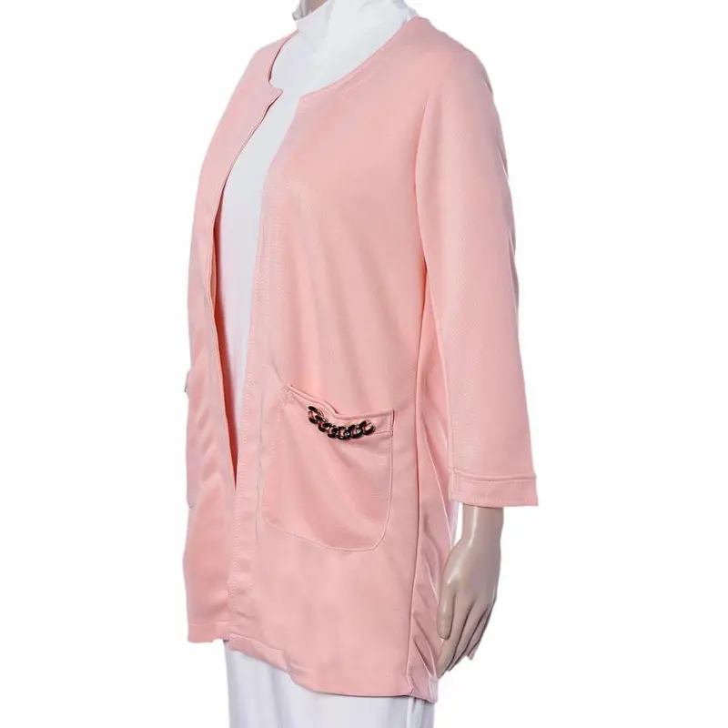 Women Fashion Warmer Pocket Jacket Outwear Parka Collarless Solid Cardigan Long Coat Overcoat Plus Size 9