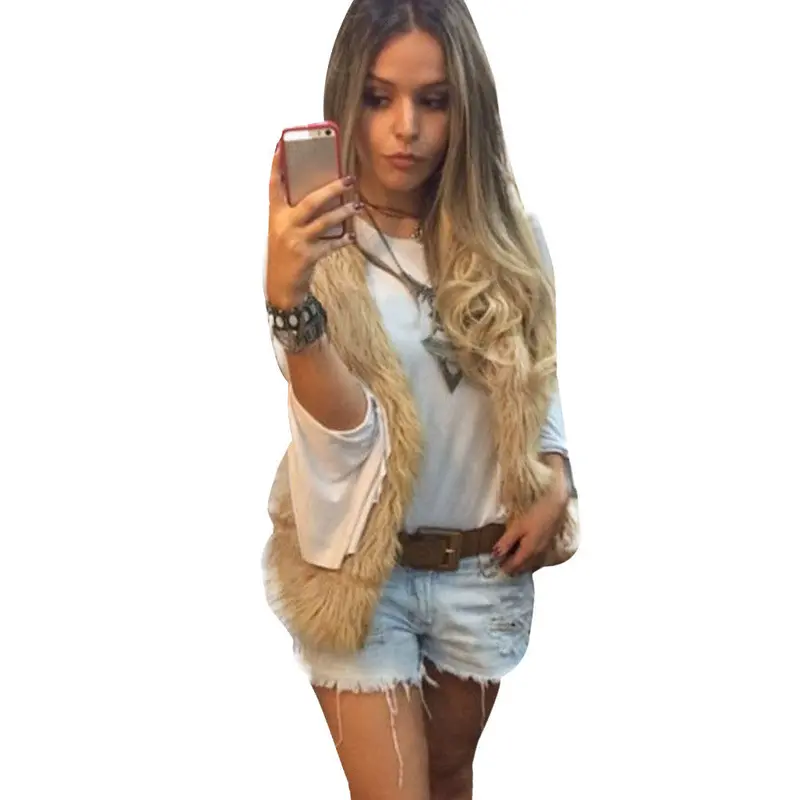 Women Faux Fur Vest Sleeveless Coat Outerwear Long Hair Jacket Waistcoat Plus Size S-Xxl 1