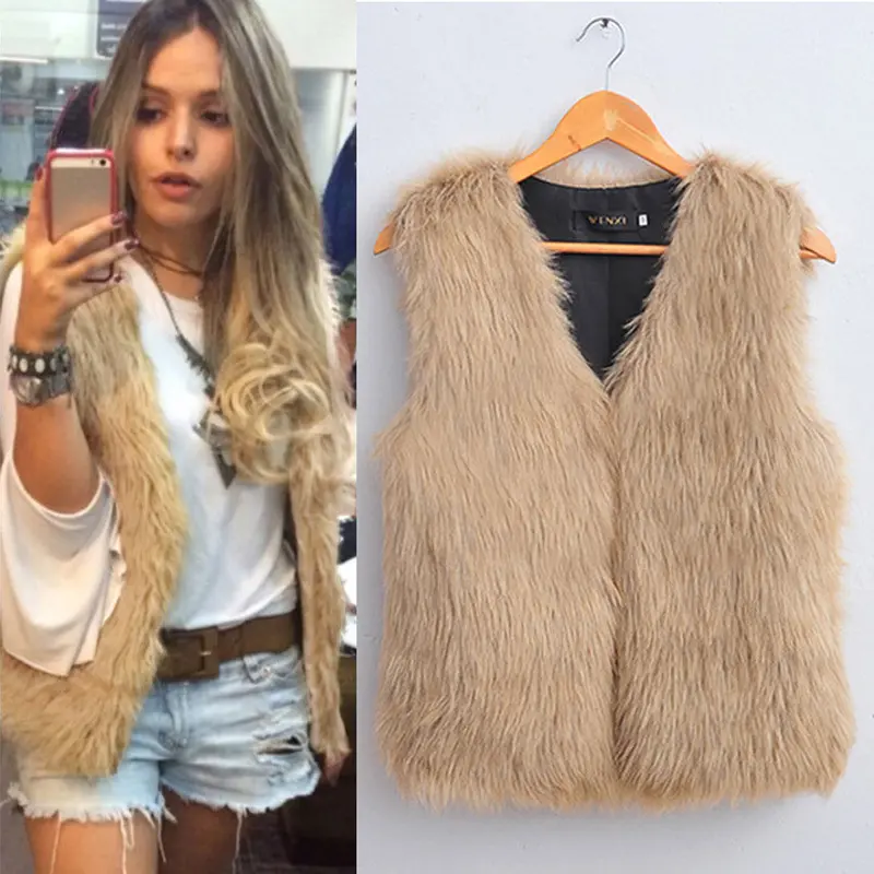Women Faux Fur Vest Sleeveless Coat Outerwear Long Hair Jacket Waistcoat Plus Size S-Xxl 2