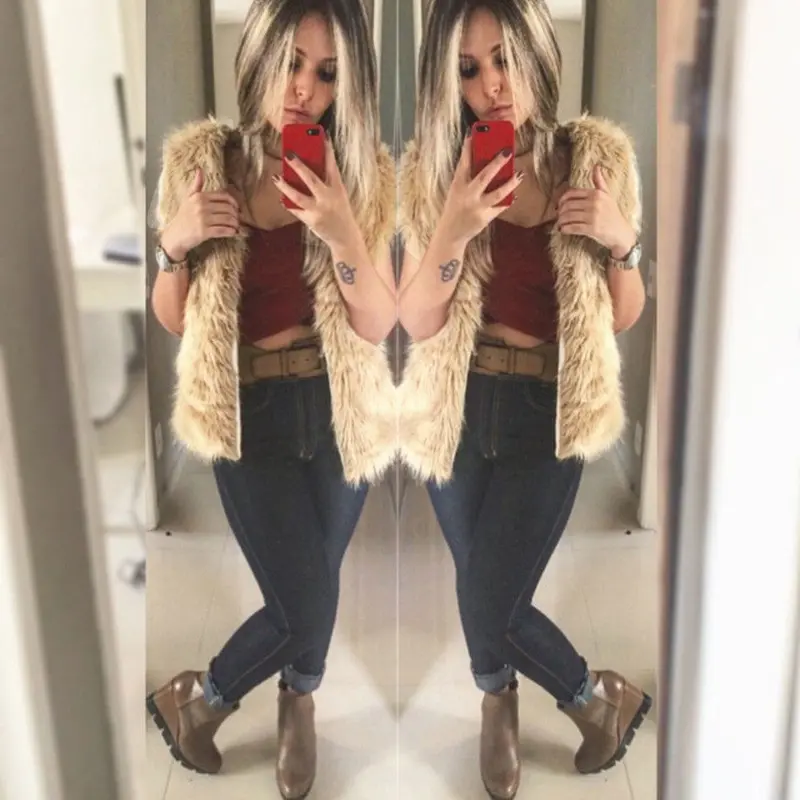 Women Faux Fur Vest Sleeveless Coat Outerwear Long Hair Jacket Waistcoat Plus Size S-Xxl 3