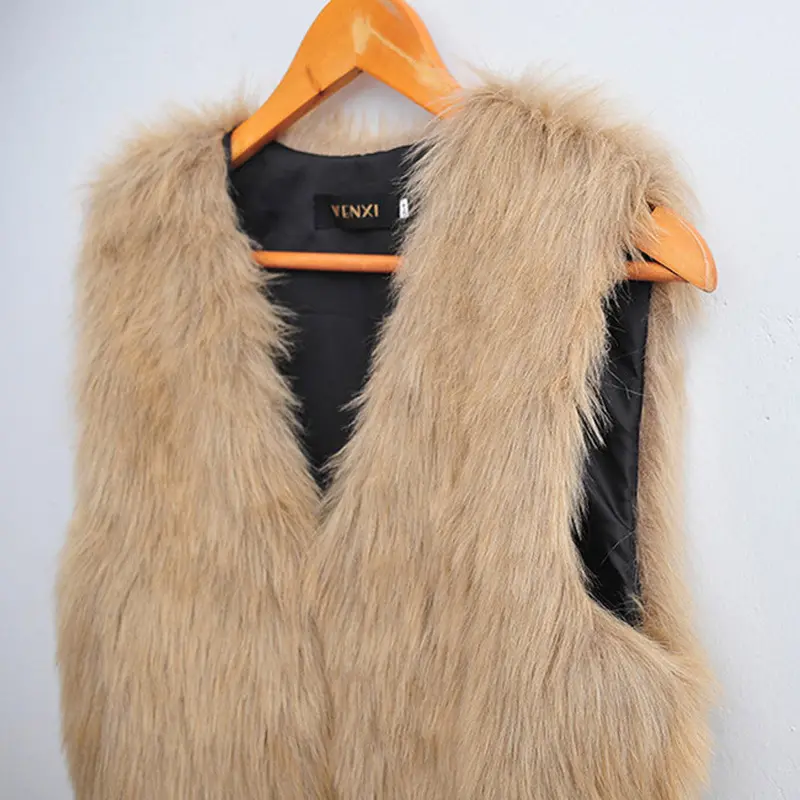 Women Faux Fur Vest Sleeveless Coat Outerwear Long Hair Jacket Waistcoat Plus Size S-Xxl 4