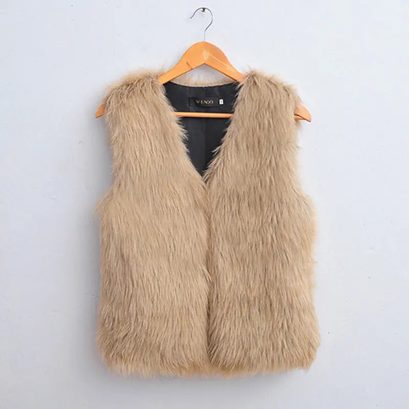 Women Faux Fur Vest Sleeveless Coat Outerwear Long Hair Jacket Waistcoat Plus Size S-Xxl 5