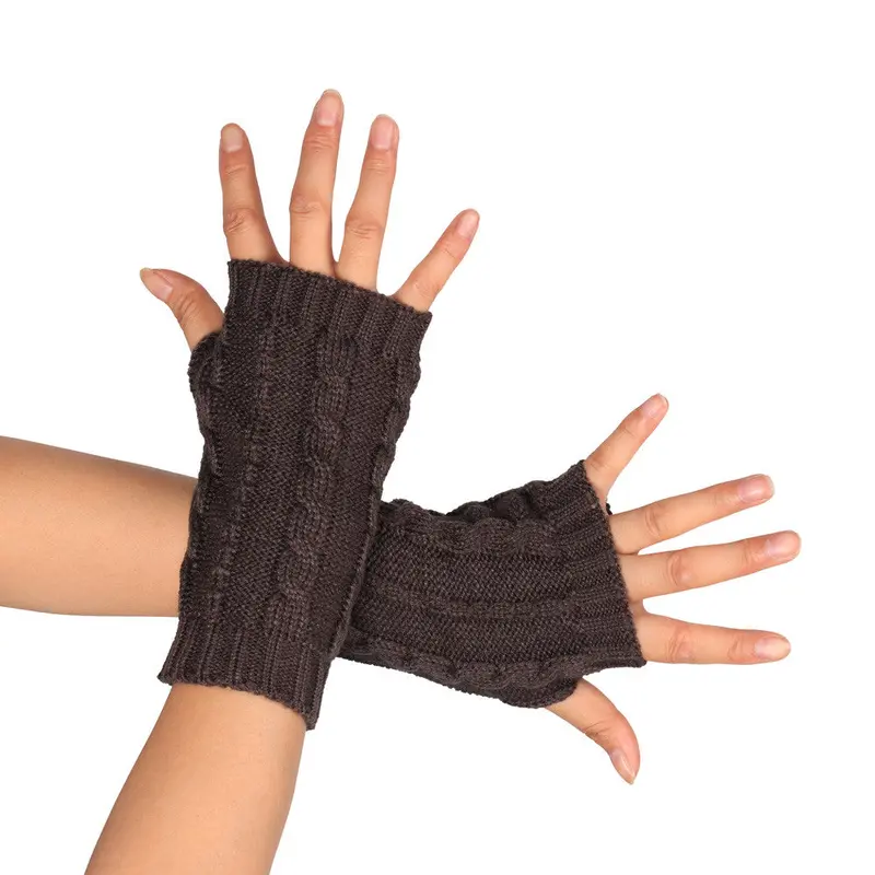 Women Fingerless Glove Knitted Arm Pretty Stylish Hand Arm Crochet Gloves Soft Warm Mitten 2