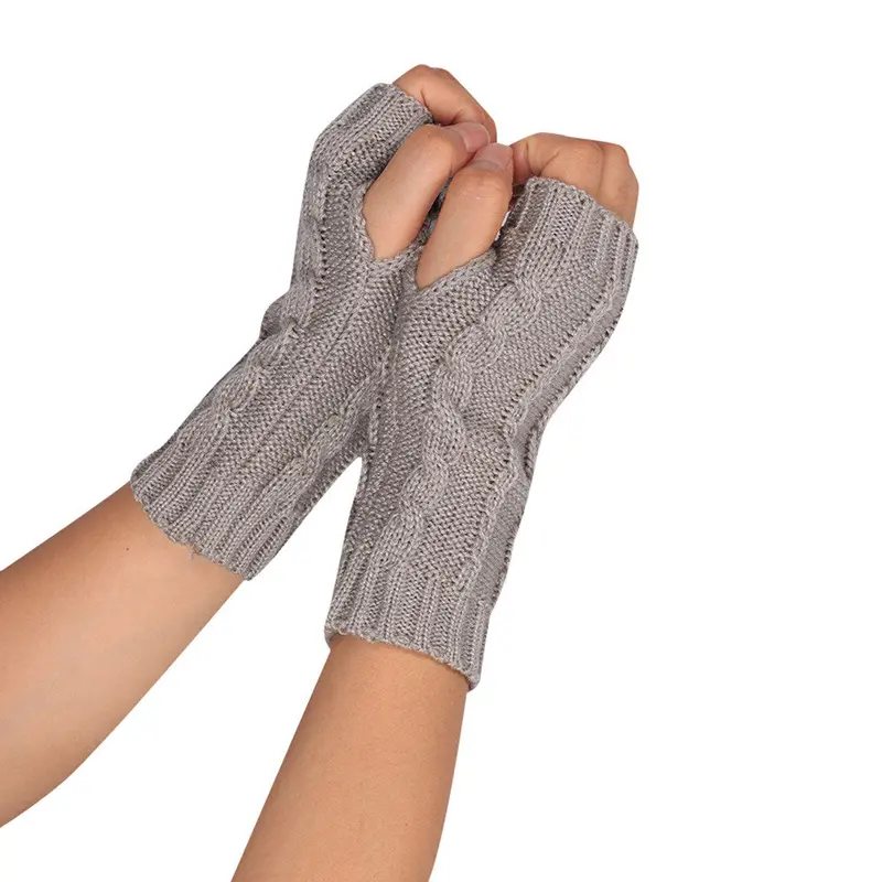 Women Fingerless Glove Knitted Arm Pretty Stylish Hand Arm Crochet Gloves Soft Warm Mitten 3