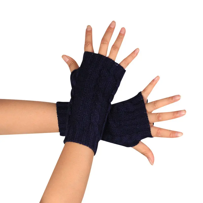 Women Fingerless Glove Knitted Arm Pretty Stylish Hand Arm Crochet Gloves Soft Warm Mitten 5
