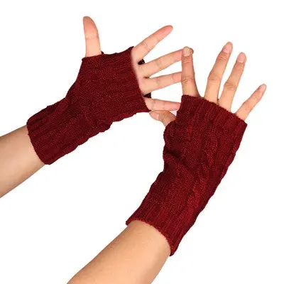 Women Fingerless Glove Knitted Arm Pretty Stylish Hand Arm Crochet Gloves Soft Warm Mitten 6