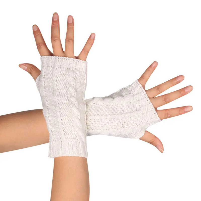 Women Fingerless Glove Knitted Arm Pretty Stylish Hand Arm Crochet Gloves Soft Warm Mitten 7