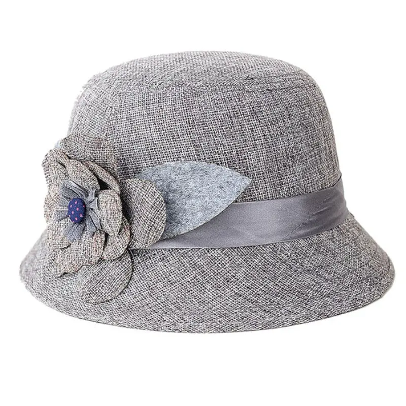 Women Flax Flower Hat Bowler Billycock Cap S 1