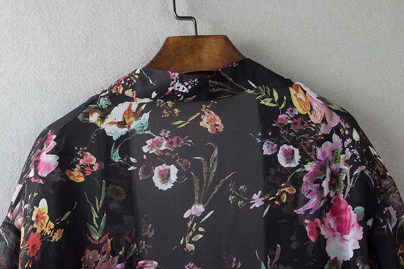 Women Floral Printed Tops Beach Half Sleeve Kimono Tops Sexy Casual Lady Girls Bohemian Vestido Mujer 5