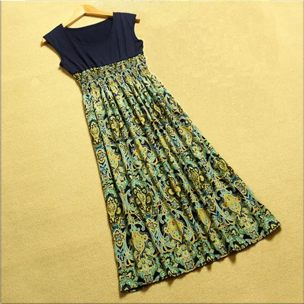 Women Flower Floral Print Bohemia Sleeveless Vlong Beach Dress For Ladies Ing Vestidos 1