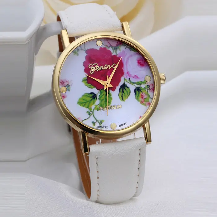 Women Flower Watch Floral Lady Relogio Leather Quartz Wristwatches Feminino Reloj Mujer Clock Hg270 1