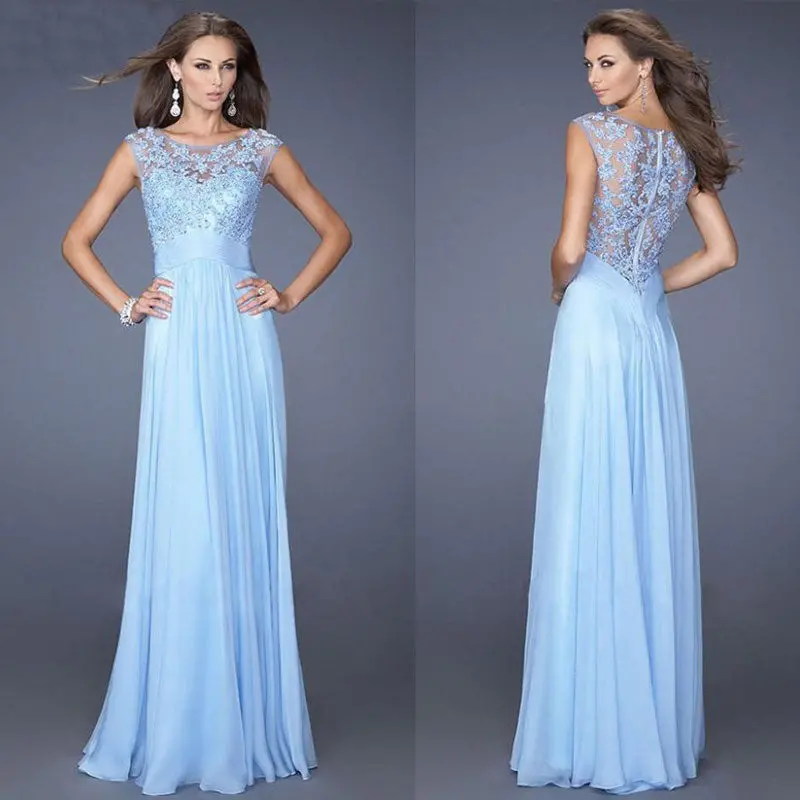 Women Formal Long Lace Prom Evening Wedding Maxi Dress 1