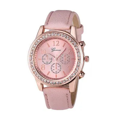 Women Geneva Watch Top Roman Watch Lady Leather Band Analog Quartz Wrist Watch Bracelet Girls Dress Watch 4