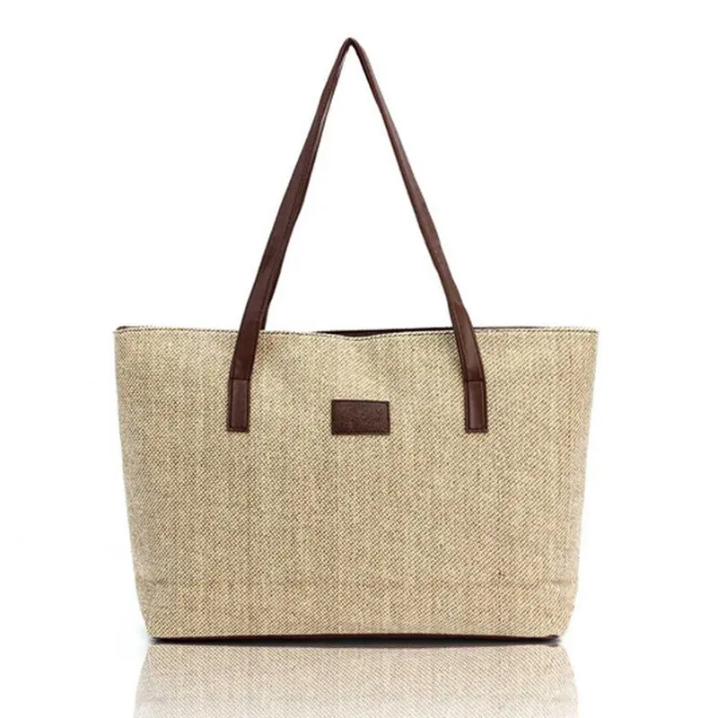 Women Girl Canvas Large Hbag Shoulder Bags Shopping Travel Linen Zipper Casual Vintage Practical Ladies Wallet Totes 1