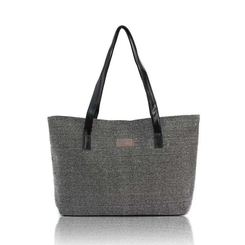 Women Girl Canvas Large Hbag Shoulder Bags Shopping Travel Linen Zipper Casual Vintage Practical Ladies Wallet Totes 2
