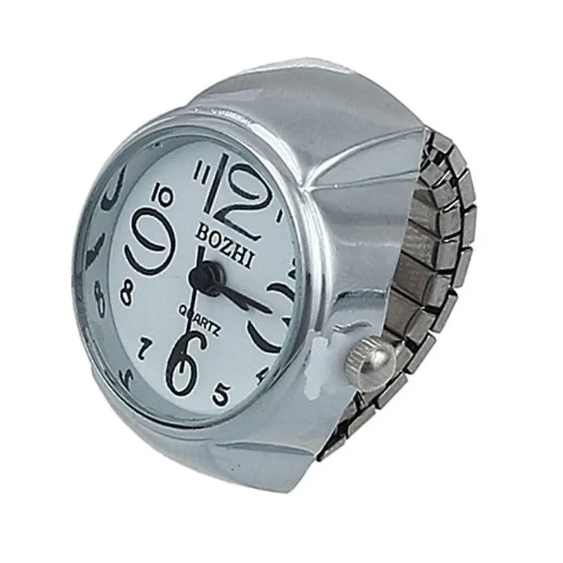 Women Girl Chic Stainless Steel Round Elastic Quartz Finger Ring Watch & Feida 2
