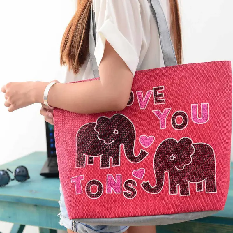 Women Girl Elephant Print Bags Shoulder Bag Handbag Casual Tote Shopping Bags Big Size Handbags 1