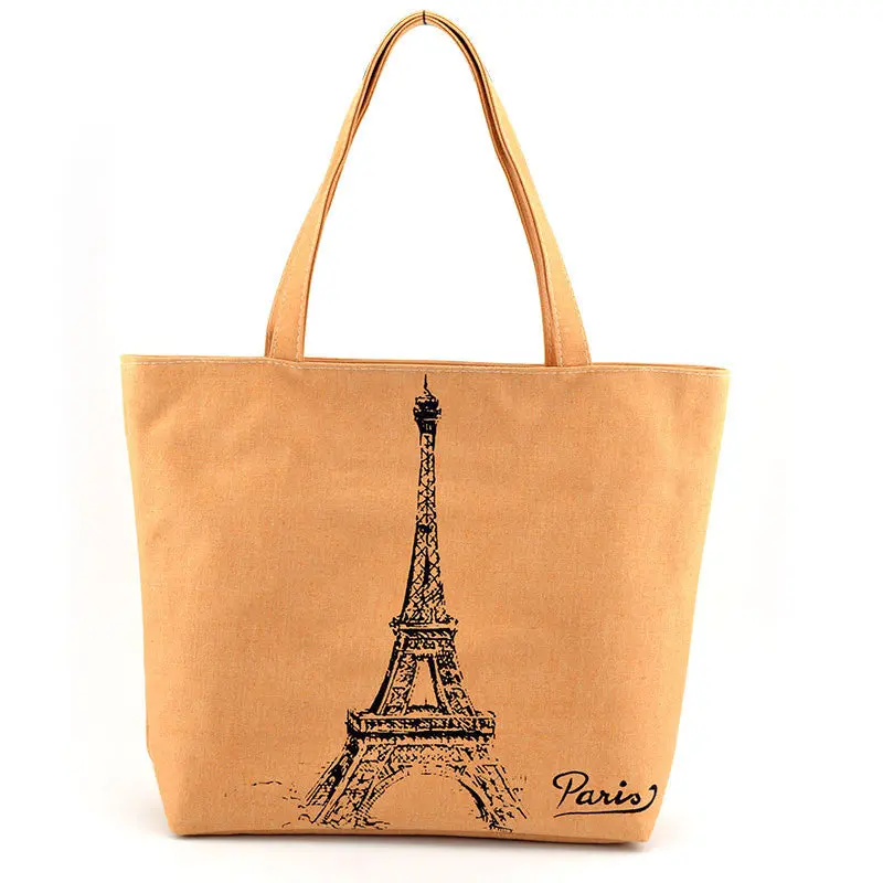 Women Girl Fahison Eiffel Tower Canvas Bags Shoulder Bag Casual Multifunctional Large-Capacity Bolsa Feminina Hbag 1