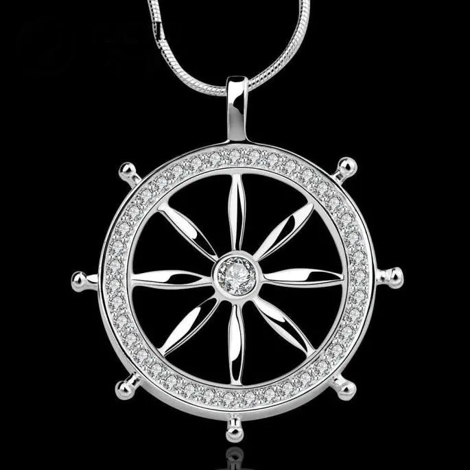 Women Girl Rhinestone Necklace Vintage Accessories Rudder Pendant Necklace Wedding Gift Feida 2