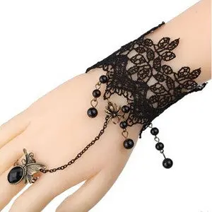 Women Girl Women Heartshaped Elegant Gem Retro Lace Bracelet Women Gothic Style Black Jewelry Bracelets 1