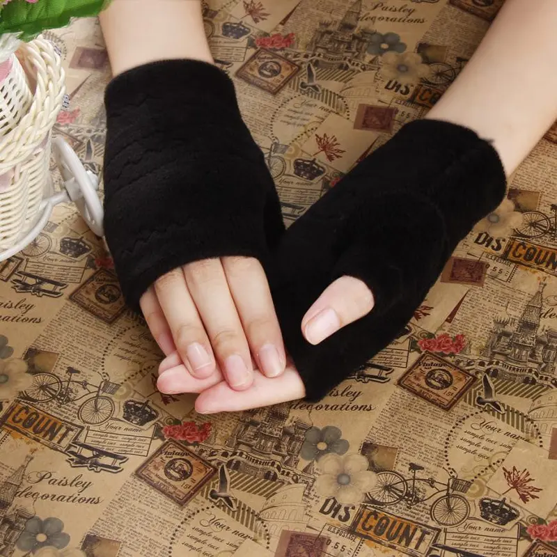 Women Girls Delicate Thick Warm Gloves Keyboard Leak Finger Gloves Fast Shipping 1