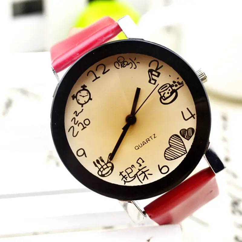 Women Girls Dress Watch Fuax Leather Strap Round Dial Quartz Wristwatches Relogio Feminino Reloj Mujer Clock Hg275 1