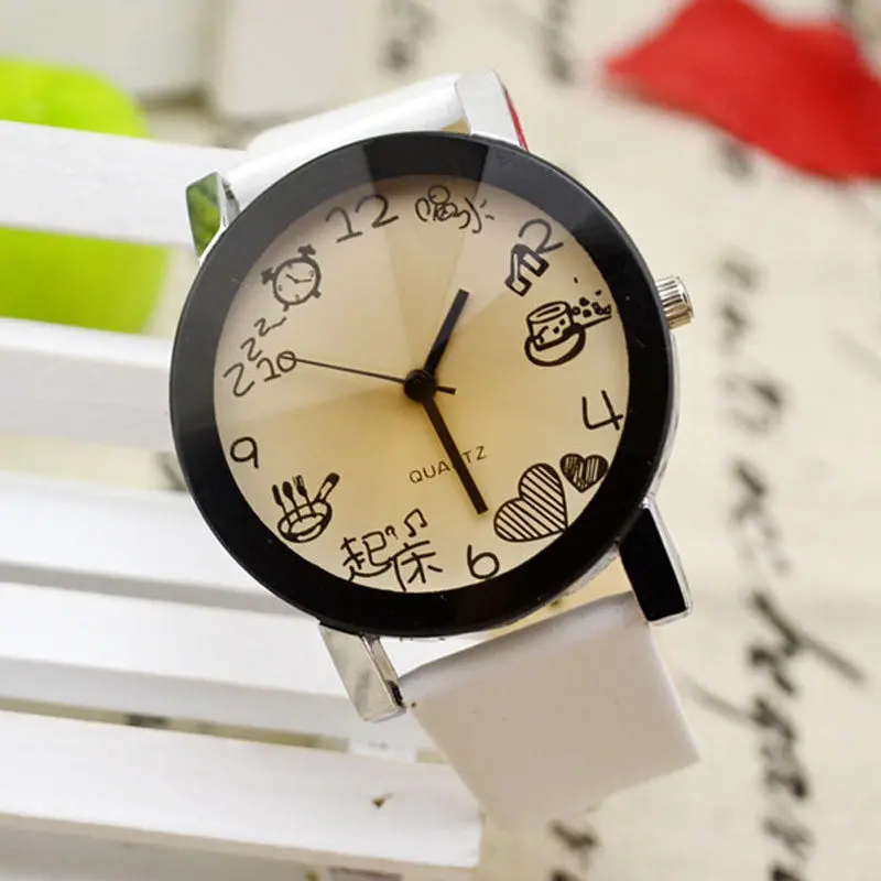 Women Girls Dress Watch Fuax Leather Strap Round Dial Quartz Wristwatches Relogio Feminino Reloj Mujer Clock Hg275 2