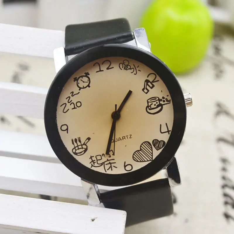 Women Girls Dress Watch Fuax Leather Strap Round Dial Quartz Wristwatches Relogio Feminino Reloj Mujer Clock Hg275 3