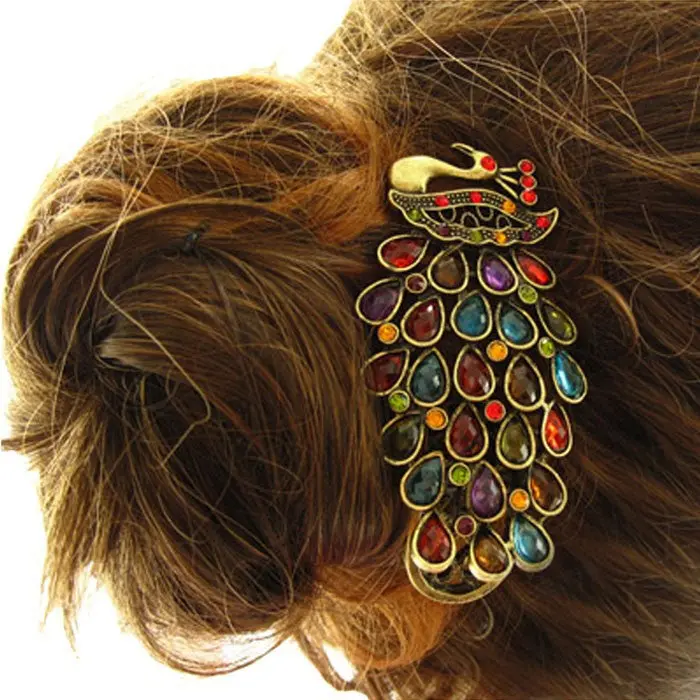 Women Girls Hair Clip Lady Vintage Hairpin Crystal Korean Version Of Peacock Headdress Hair Accessories 1