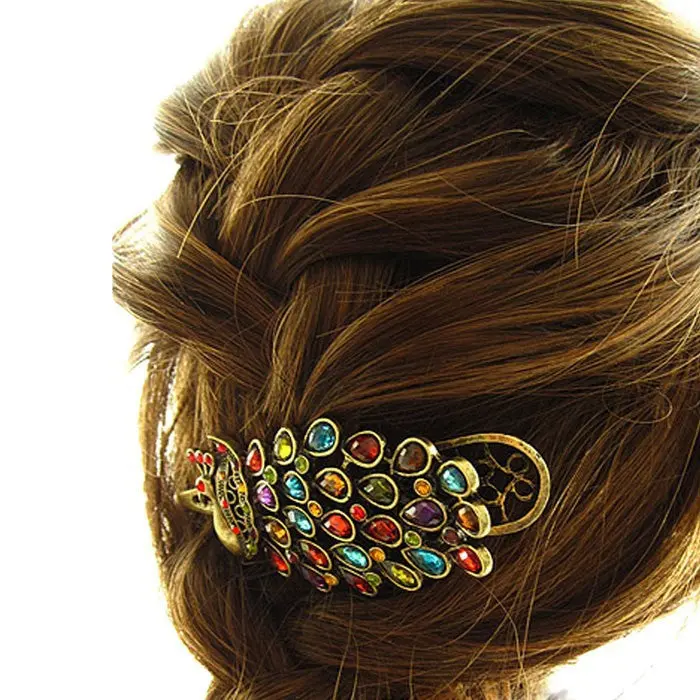 Women Girls Hair Clip Lady Vintage Hairpin Crystal Korean Version Of Peacock Headdress Hair Accessories 2