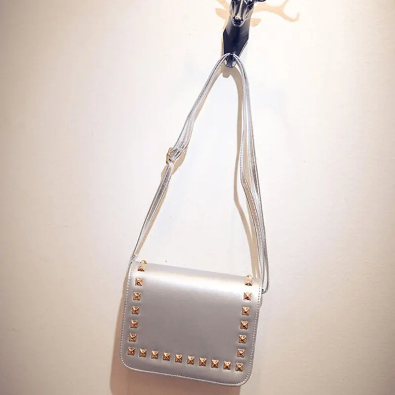 Women Girls Hbags Rivet Leather Cross Body Shoulder Purse Satchel Clutch Messenger Bag 8