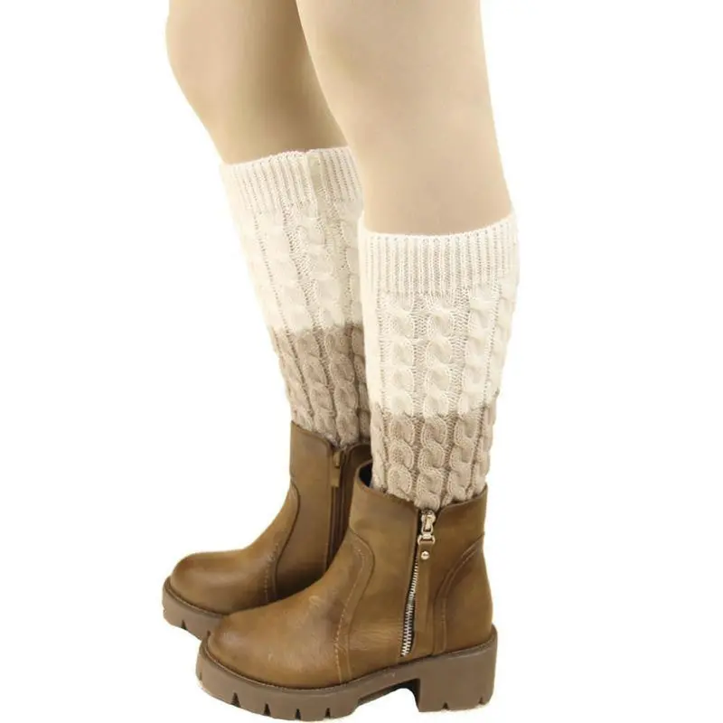 Women Girls Leg Warmers Double Color Knit Boot Cuffs Boot Socks Women's Accessories 1