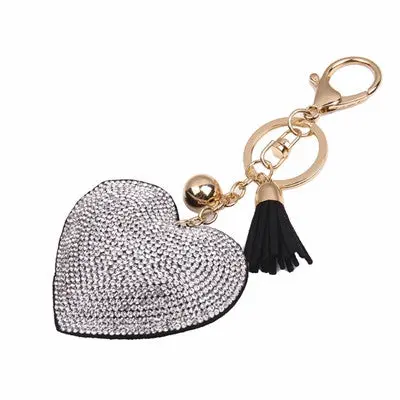 Women Girls Love Rhinestone Tassel Keychain Bag Handbag Key Ring Car Key Pendant 1